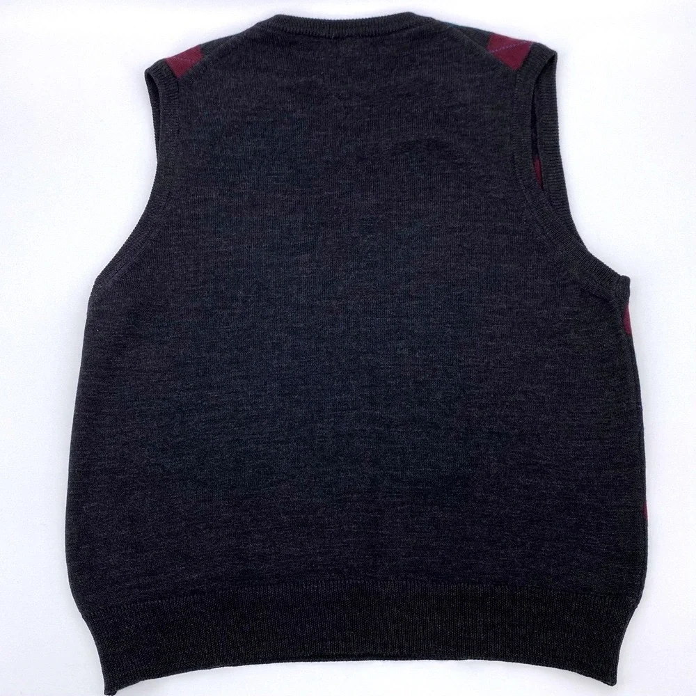 Vintage Tricots St Raphael Wool Vest Mens‎ Large Argyle Black Sweater Vest Heavy